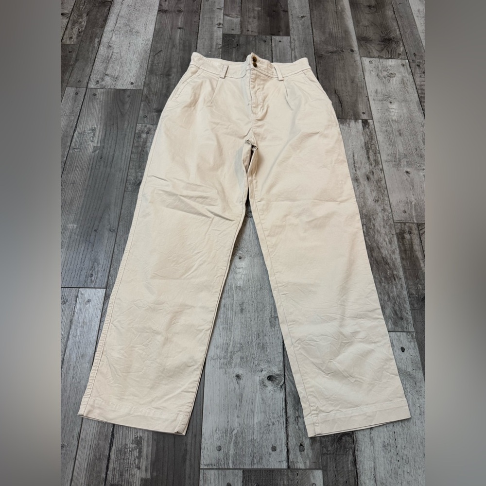Everlane Beige High-Rise Straight Jeans